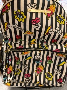 Betsey Johnson Floral Lined Bag with Pink Rose Print